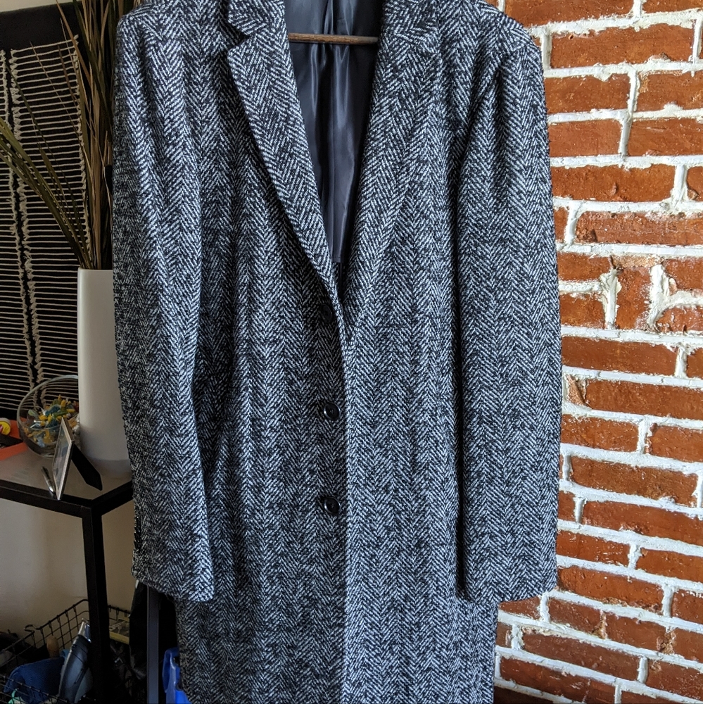 Club Monaco Grey Herringbone Coat